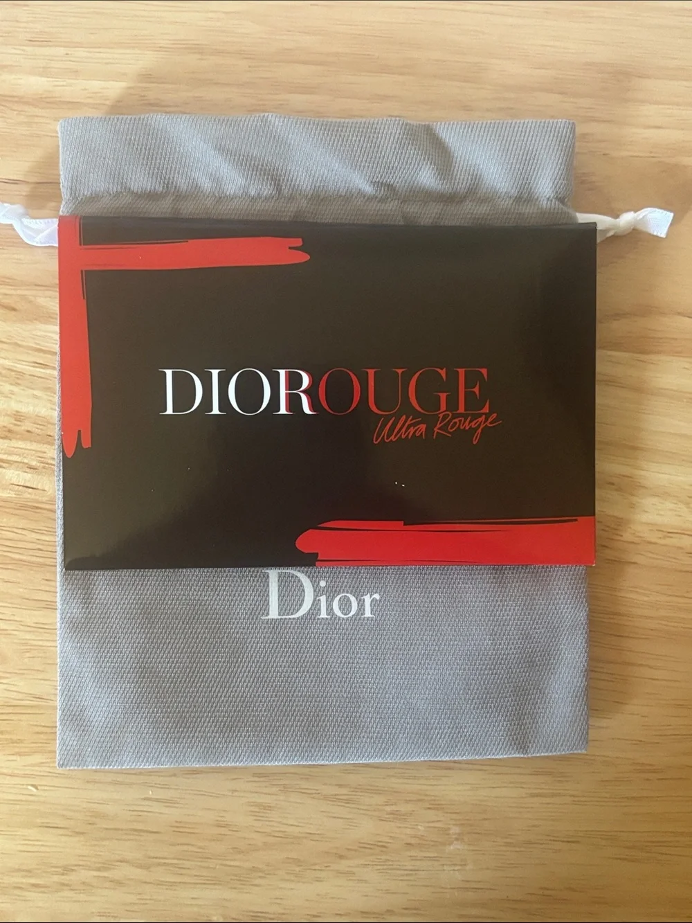 Dior Rouge Lipstick Sample With Dior Drawstring Bag